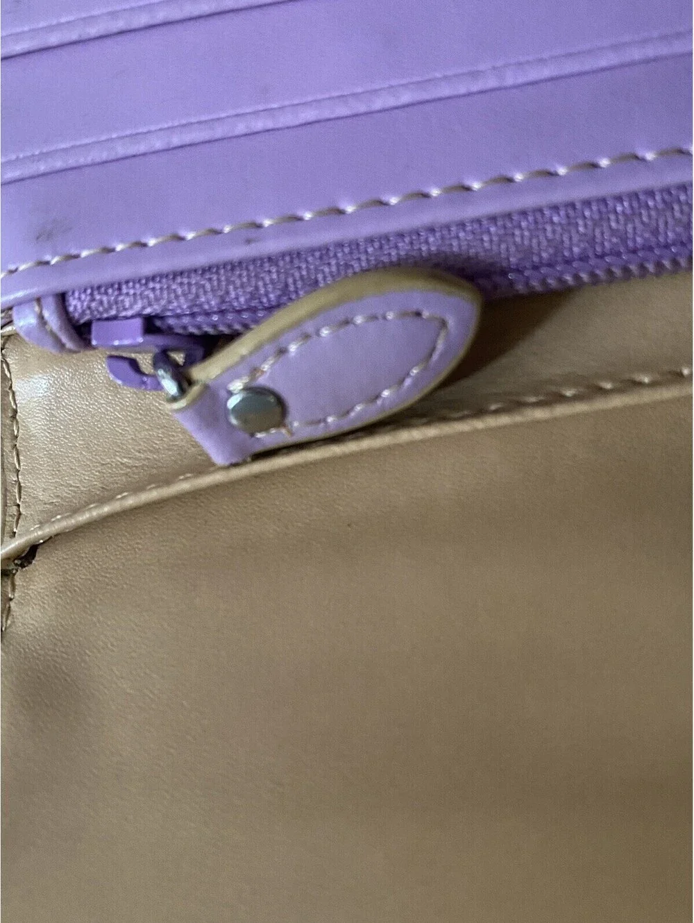Lodis RFID Leather Lavender Wallet Beige Accent Snap Closure Zip Compartment